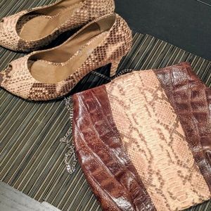 VEARI snake skin heels and purse